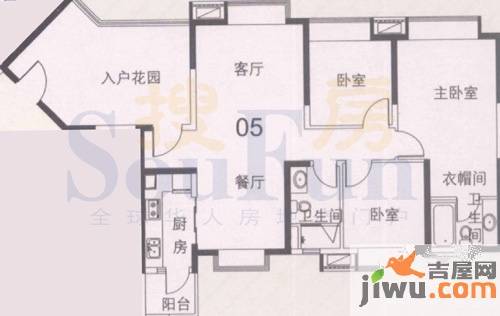 中海金沙湾3室2厅2卫118.7㎡户型图