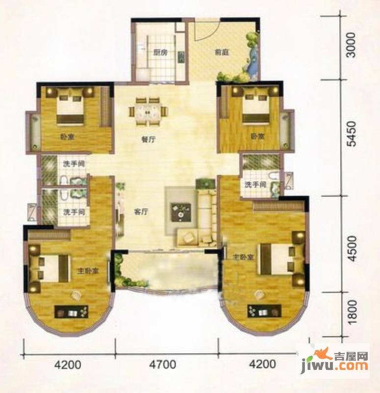 茗雅荟4室2厅2卫165㎡户型图