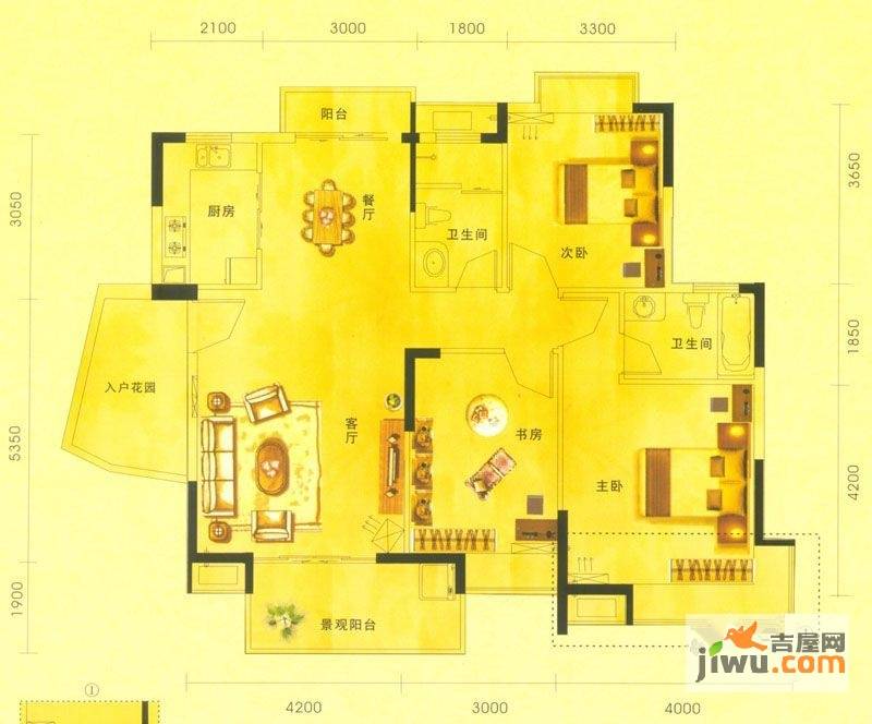 康怡花园4期3室2厅2卫122.5㎡户型图