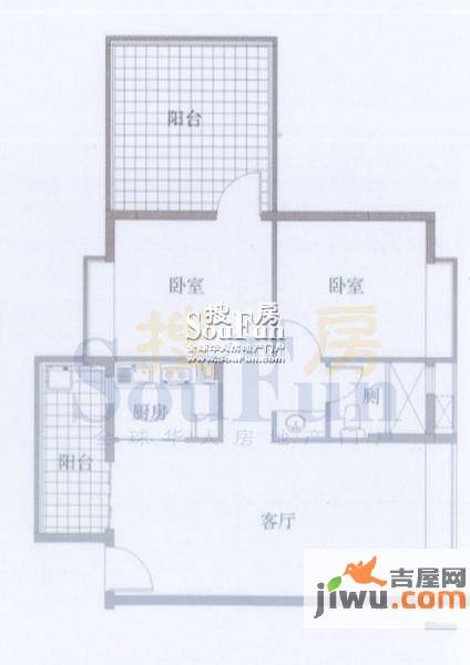 领地海纳天河花园2室1厅0卫70㎡户型图