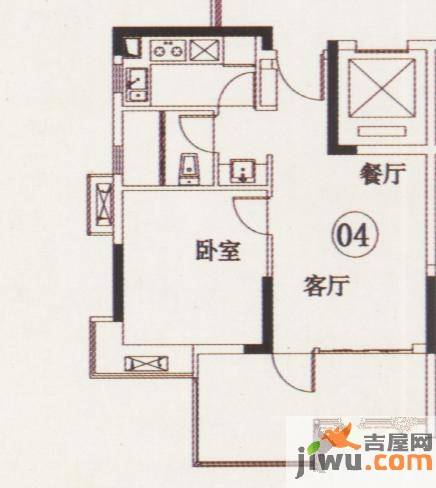 时代糖果2室1厅1卫57㎡户型图