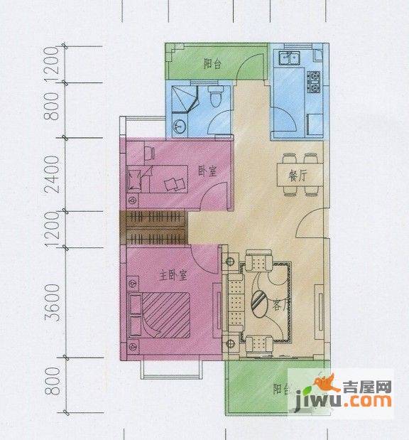 居安青春无限2室2厅1卫73.1㎡户型图