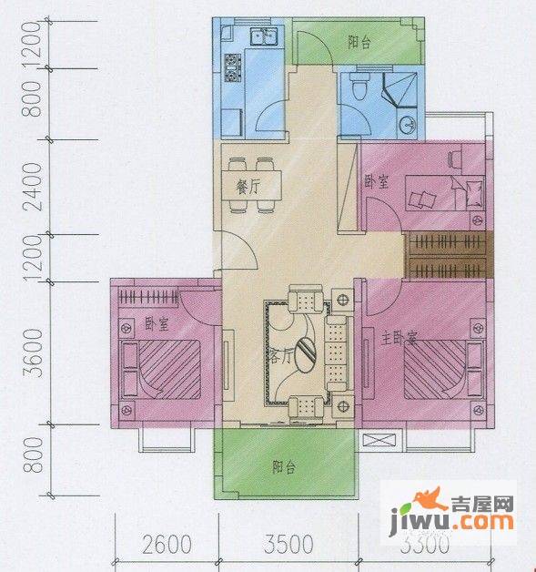 居安青春无限3室2厅2卫84.7㎡户型图