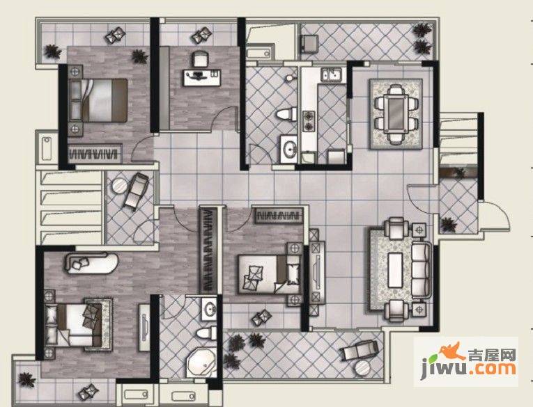 佳兴花园城4室2厅2卫180.3㎡户型图