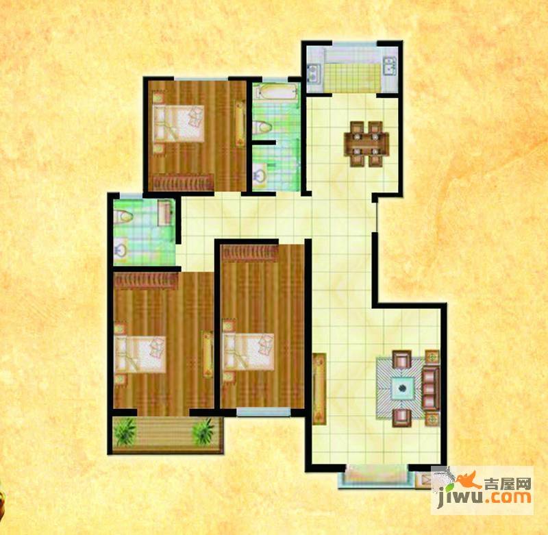 枫景华庭3室2厅2卫138㎡户型图