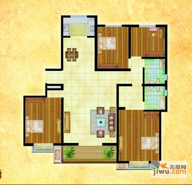 枫景华庭4室2厅2卫159㎡户型图