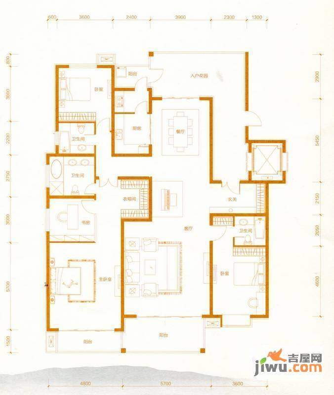 赵都华府4室2厅3卫231.4㎡户型图