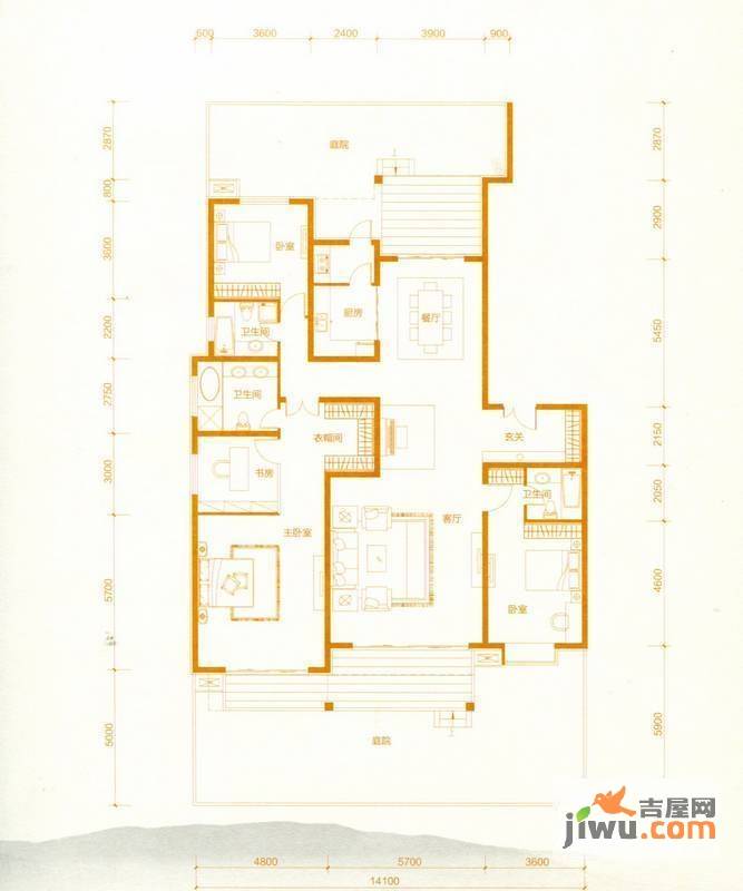 赵都华府4室2厅3卫237.6㎡户型图