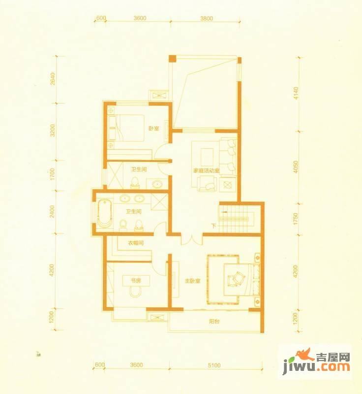 赵都华府5室2厅3卫219.9㎡户型图