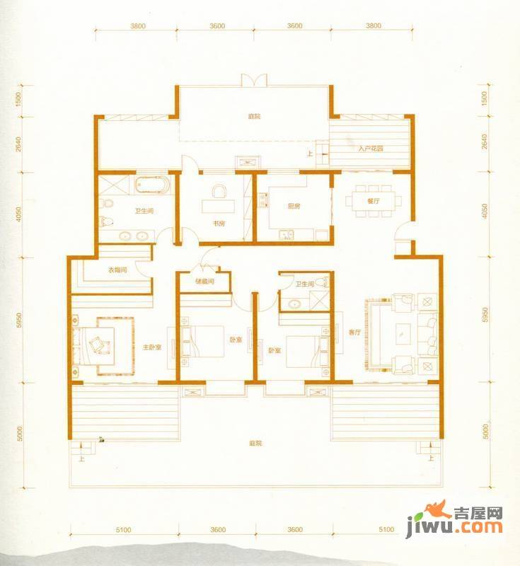 赵都华府4室2厅2卫204.3㎡户型图