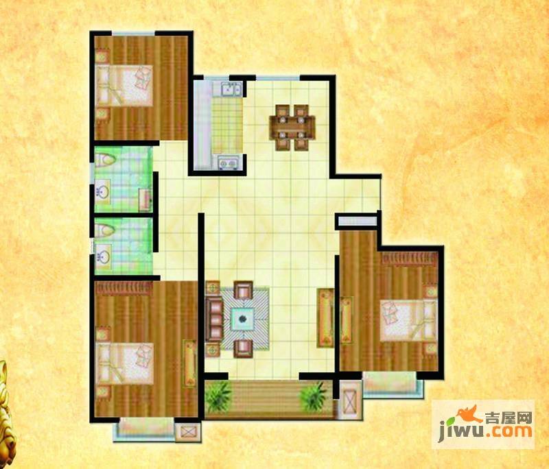 枫景华庭3室2厅2卫145㎡户型图