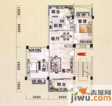 翠湖湾2室2厅3卫77.2㎡户型图