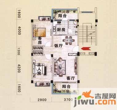 翠湖湾2室2厅3卫77.2㎡户型图