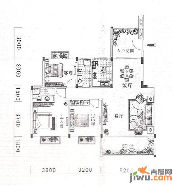 翠湖湾3室2厅1卫114.8㎡户型图