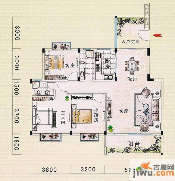 翠湖湾3室2厅2卫113.5㎡户型图