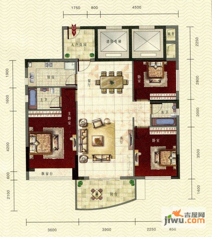 浪琴湾3室2厅2卫112.4㎡户型图