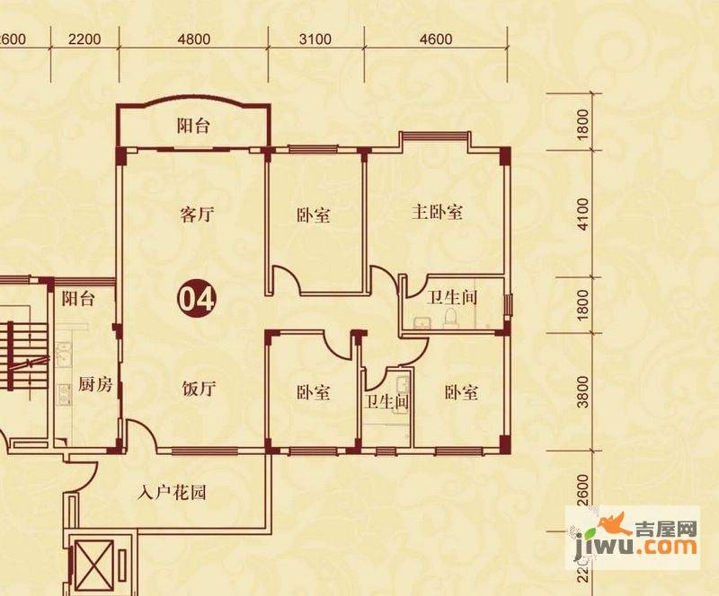 侨雅花苑4室2厅2卫178.8㎡户型图