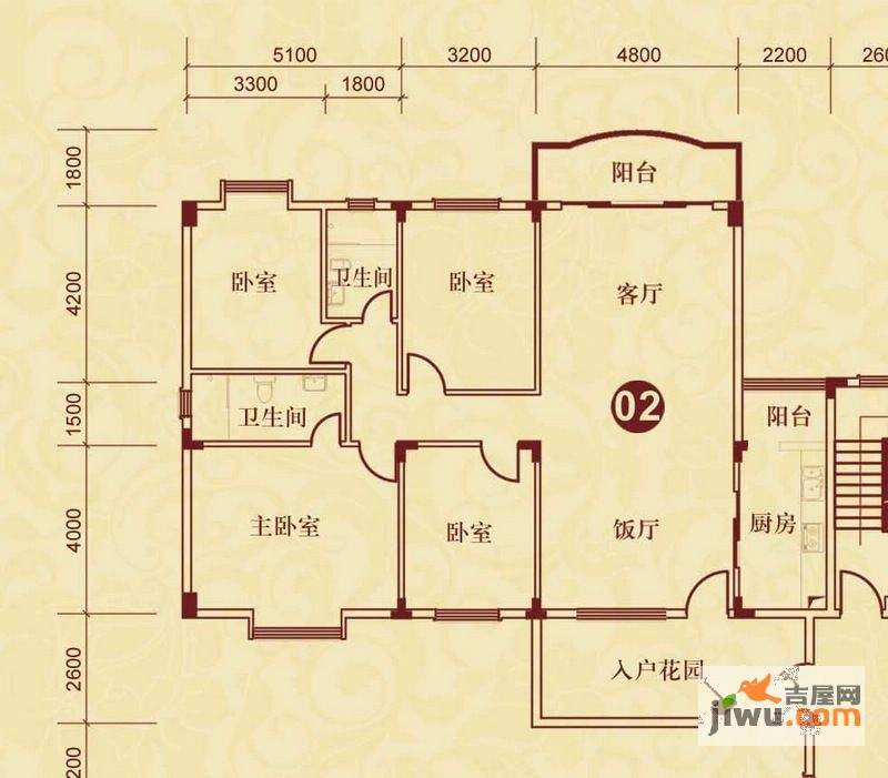 侨雅花苑4室2厅2卫185.5㎡户型图