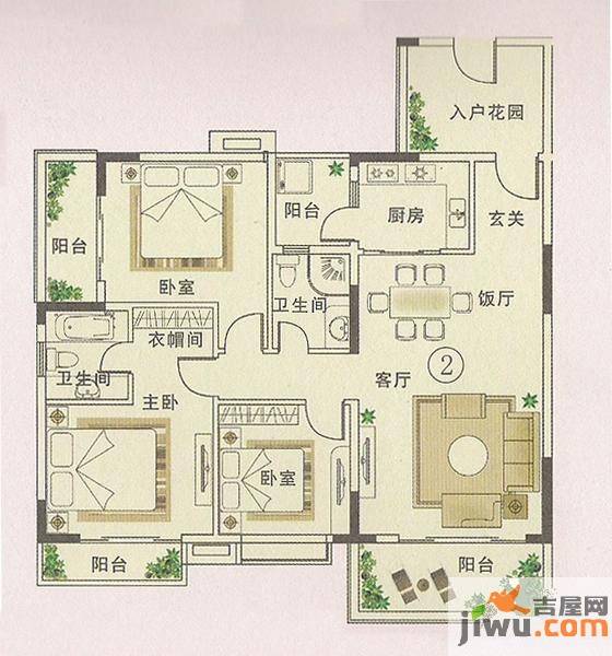 骏凯豪庭3室2厅2卫133㎡户型图