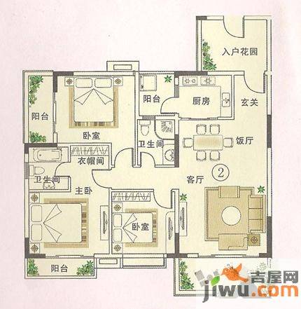 骏凯豪庭3室2厅2卫133㎡户型图