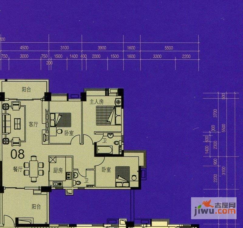 金汇城市广场3室2厅0卫116.5㎡户型图