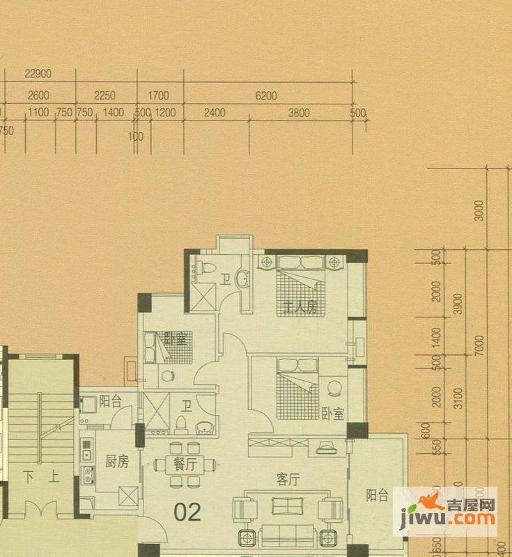 金汇城市广场3室2厅0卫117.3㎡户型图