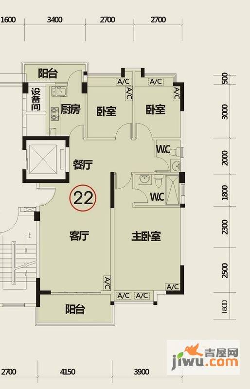 华悦·城市花园3室2厅2卫112.2㎡户型图