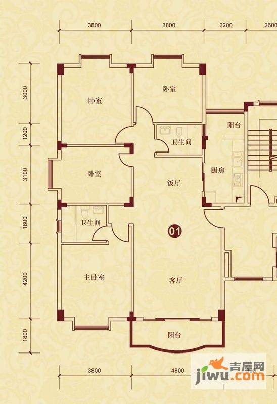 侨雅花苑4室2厅2卫151.2㎡户型图