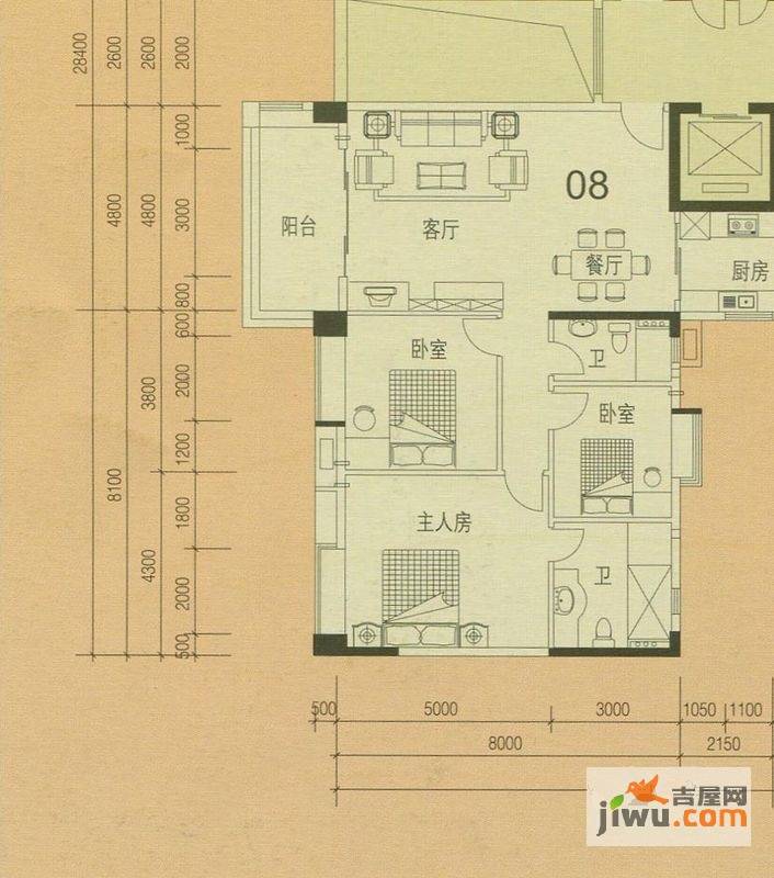 金汇城市广场3室2厅0卫140.4㎡户型图