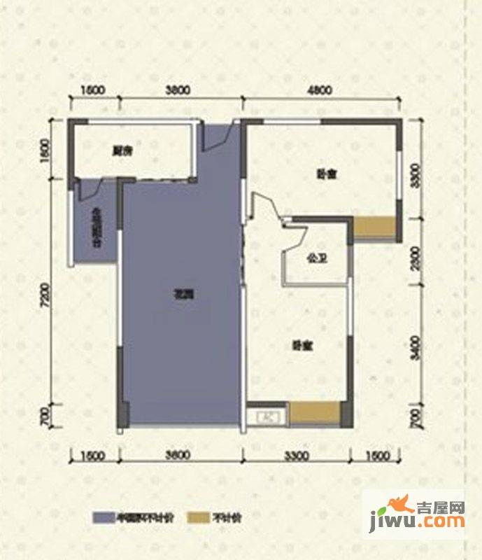 嘉州新城十期2室2厅1卫70.2㎡户型图