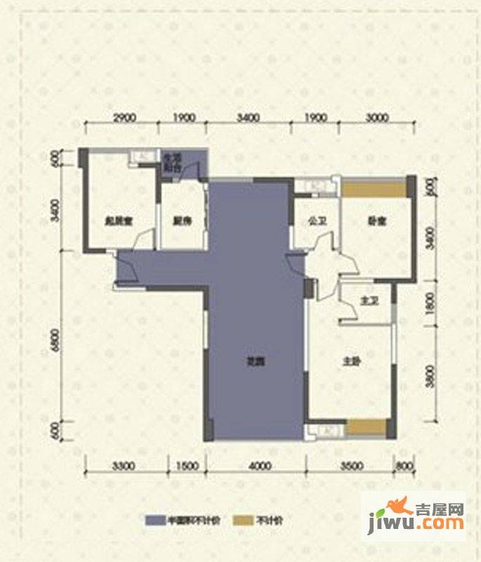 嘉州新城十期3室2厅2卫89.8㎡户型图