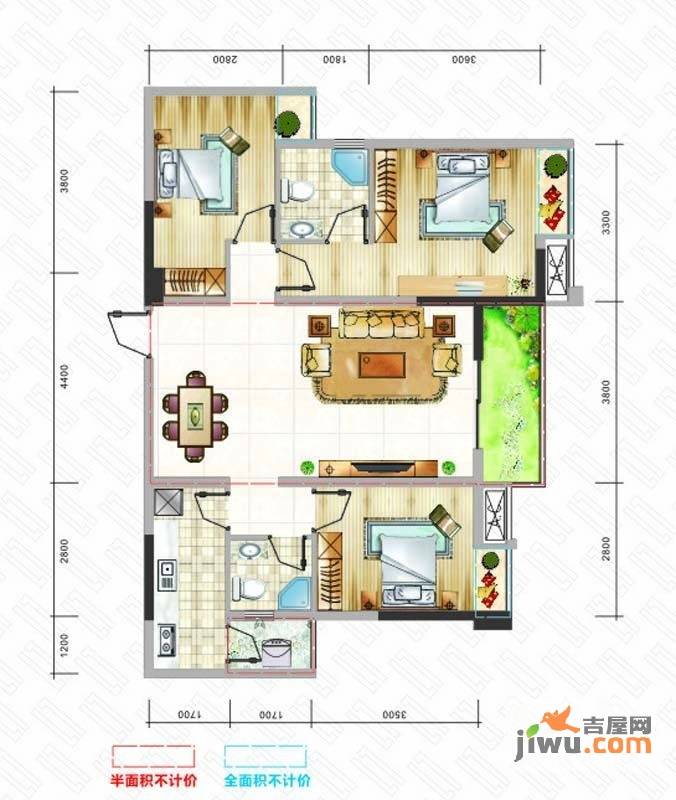 嘉州新城·海泊蓝湾33室2厅2卫85㎡户型图