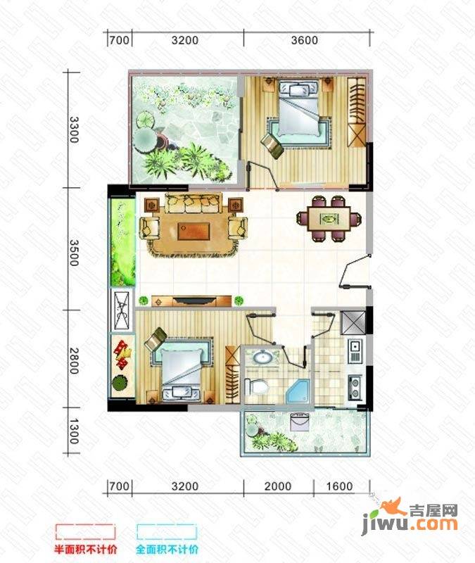 嘉州新城·海泊蓝湾32室2厅1卫69㎡户型图