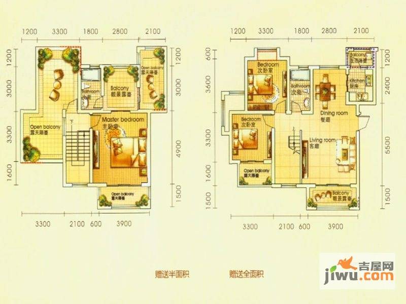 香颂湾0室2厅2卫143.4㎡户型图