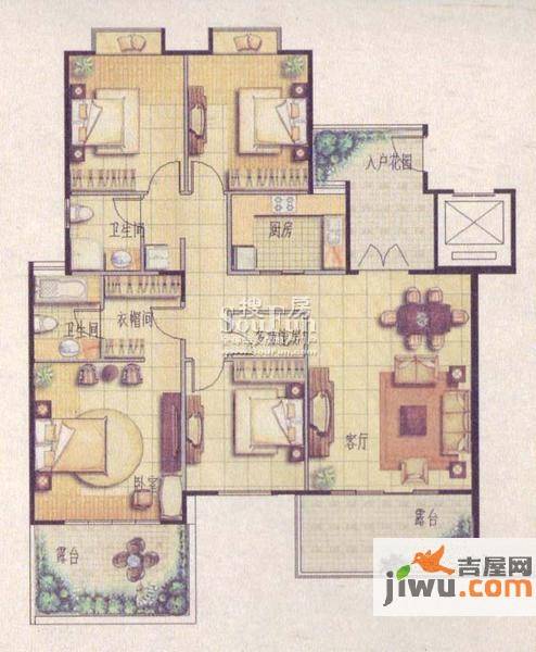 中航城4室2厅2卫142㎡户型图