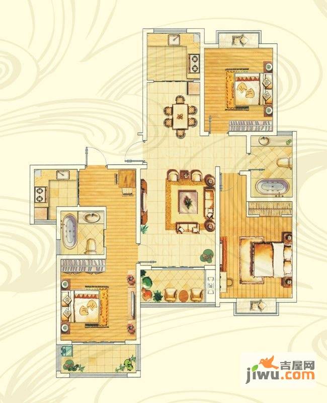 大德世家3室2厅2卫139㎡户型图