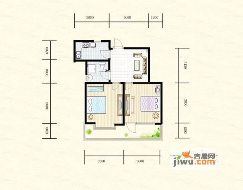 清岛湾2室2厅1卫78.8㎡户型图