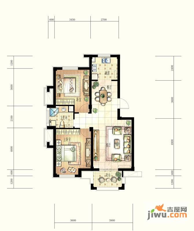 山语绿城2室2厅1卫户型图