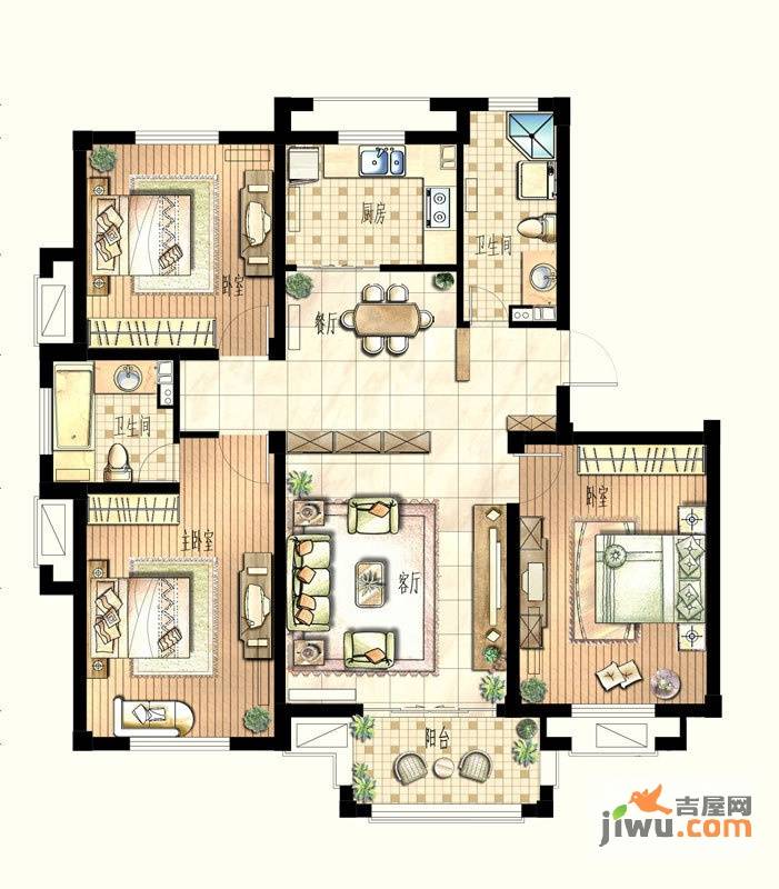 山语绿城3室2厅2卫户型图