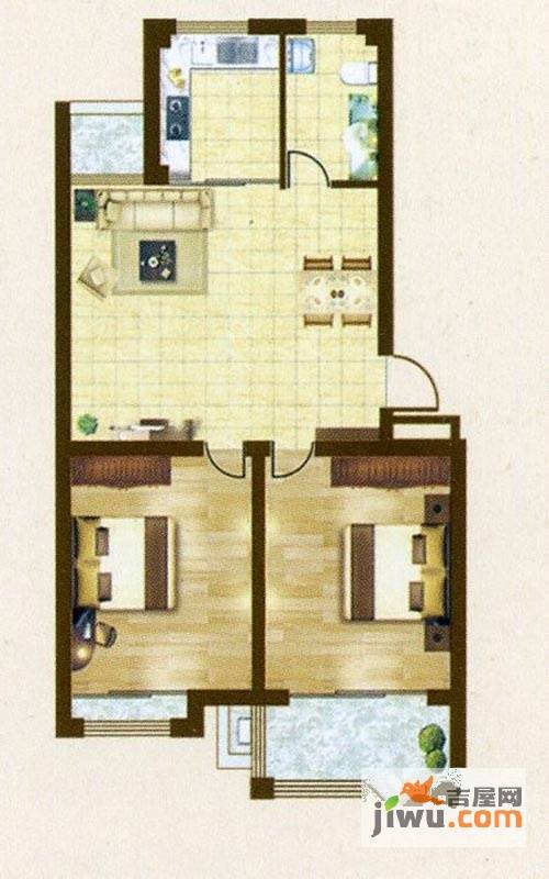 桃源茗居2室2厅1卫83㎡户型图