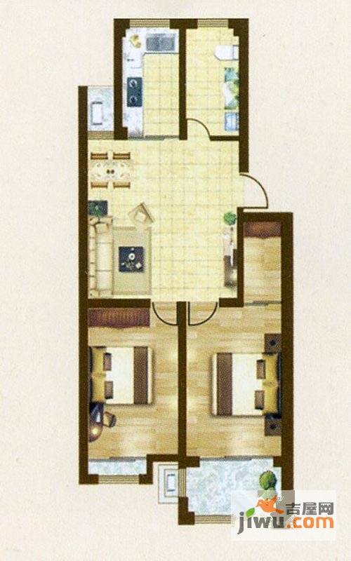 桃源茗居2室2厅1卫74㎡户型图