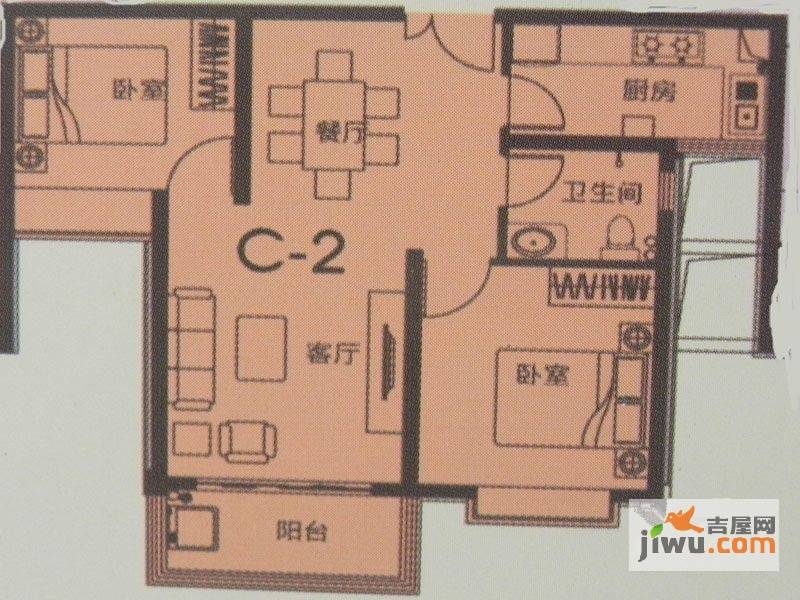 上品苑2室2厅1卫84.6㎡户型图