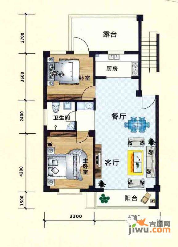 立业春城2室2厅1卫112㎡户型图