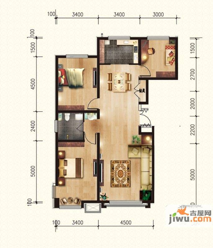 金宇名庭3室2厅1卫133㎡户型图