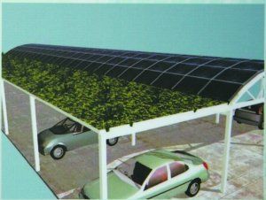 在小区中出现的绿化车棚,可以让降雨充分吸收在车棚屋顶上,不再加大