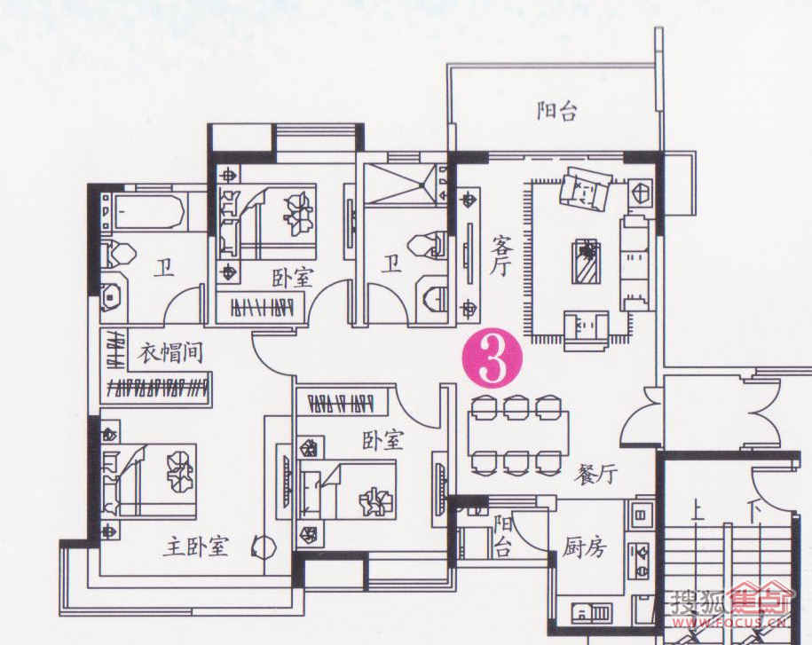 云山诗意桃源居1号2梯301单位:119平方米 套内面积:97平方米 户型:三